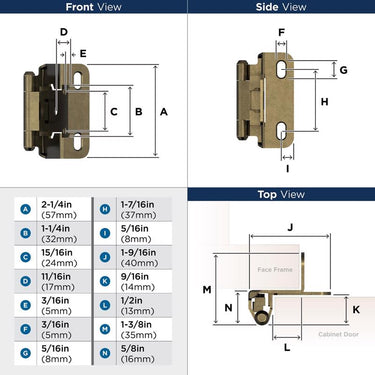 Amerock 1-1/2 in. W X 2-1/4 in. L Burnished Brass Steel Self-Closing Hinge 2 pk