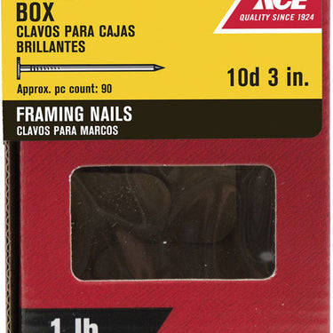 Ace 10D 3 in. Box Bright Steel Nail Flat Head 1 lb