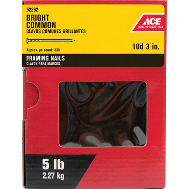 Ace 10D 3 in. Common Bright Steel Nail Round Head 5 lb