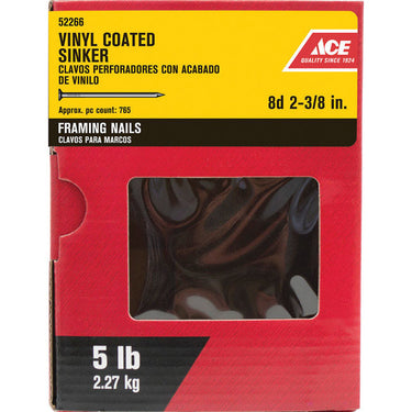 Ace 8D 2-3/8 in. Sinker Vinyl Steel Nail Checkered Head 5 lb
