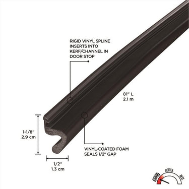 M-D Building Products Brown Foam/Vinyl Weatherstrip For Doors 81 in. L X 0.5 in.