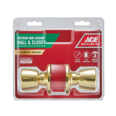 Ace Tulip Knob Polished Brass Passage Door Knob