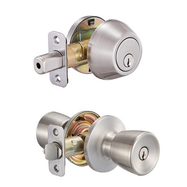 Ace Tulip Knob Satin Stainless Steel Deadbolt and Entry Door Knob KW1 1-3/4 in.