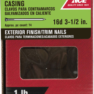 Ace 16D 3-1/2 in. Casing Hot-Dipped Galvanized Steel Nail Brad Head 1 lb