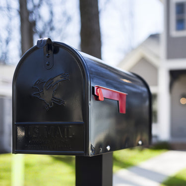 Architectural Mailboxes Elite Classic Galvanized Steel Post Mount Black Mailbox