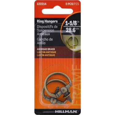 HILLMAN Antique Brass Gold Round Ring Hanger 2 pc