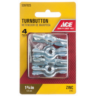 Ace 1-3/4 in. D X 1-3/4 in. L Zinc-Plated Silver Steel Screen/Storm Turn Buttons 4 pk