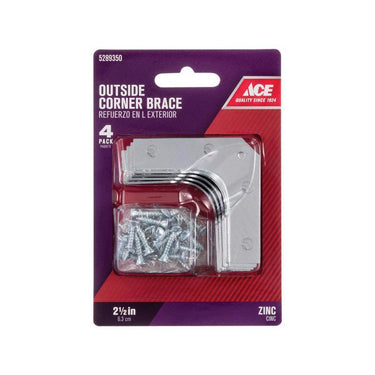 Ace 2-1/2 in. H X 3.75 in. W X 2-1/2 in. D Zinc Outside Corner Brace