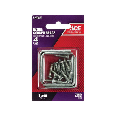 Ace 1-1/2 in. H X 5/8 in. W X 1-1/2 in. D Zinc Inside L Corner Brace