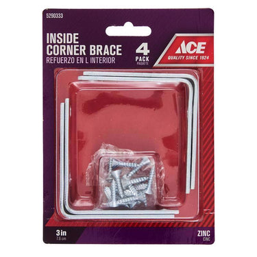 Ace 3 in. H X 4.75 in. W X 3 in. D Zinc Inside L Corner Brace