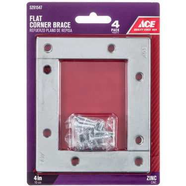 Ace 4 in. H X 0.75 in. W X 4 in. D Zinc Flat Corner Brace