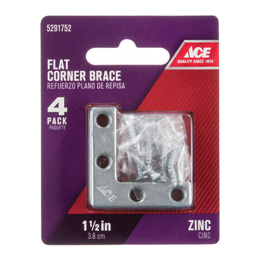 Ace 1-1/2 in. H X 2.75 in. W X 1-1/2 in. D Zinc Flat Corner Brace