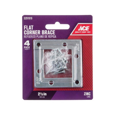 Ace 2-1/2 in. H X 3.75 in. W X 2-1/2 in. D Zinc Flat Corner Brace