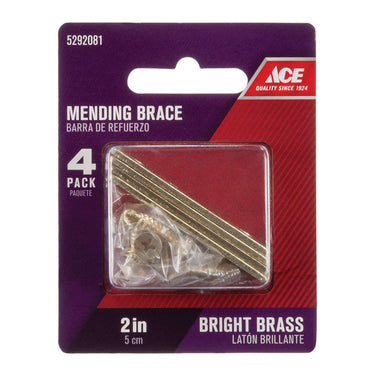 Ace 2 in. H X 0.5 in. W X 1.091 in. L Bright Brass Mending Brace