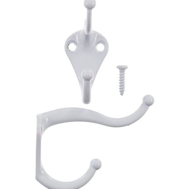 Ace 3 in. L Galvanized White Metal Small Coat and Hat Hook 2 pk