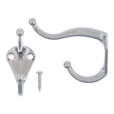 Ace 3 in. L Chrome Silver Metal Small Coat and Hat Hook 2 pk