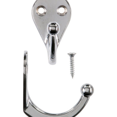 Ace 1-3/4 in. L Chrome Silver Metal Single Garment Hook 2 pk