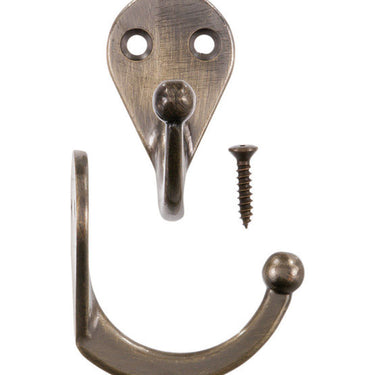 Ace 1-3/4 in. L Antique Brass Gold Brass Small Single Garment Hook 2 pk