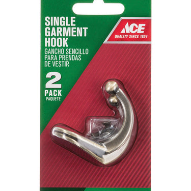 Ace 1-3/4 in. L Antique Brass Gold Brass Small Single Garment Hook 2 pk