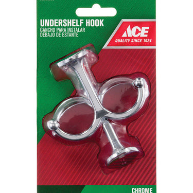 Ace 3-1/2 in. L Chrome Silver Metal Medium Undershelf Hook 2 pk