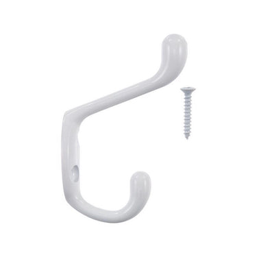 Ace 3 in. L Painted White Metal Medium Heavy Duty Coat and Hat Hook 1 pk