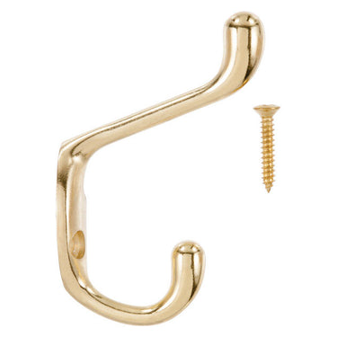 Ace 3 in. L Bright Brass Yellow Brass Medium Heavy Duty Coat and Hat Hook 1 pk