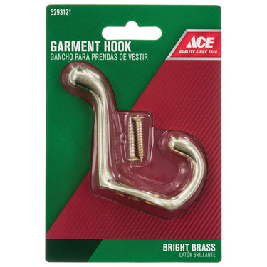 Ace 3 in. L Bright Brass Yellow Brass Medium Heavy Duty Coat and Hat Hook 1 pk