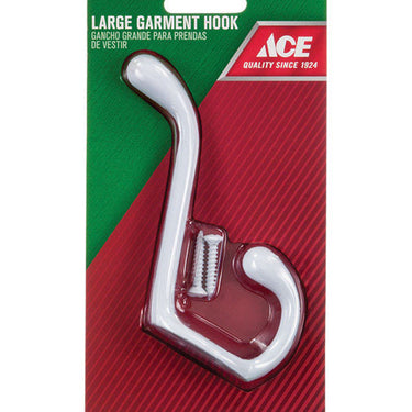 Ace 3-1/2 in. L White Metal Large Garment Hook 1 pk
