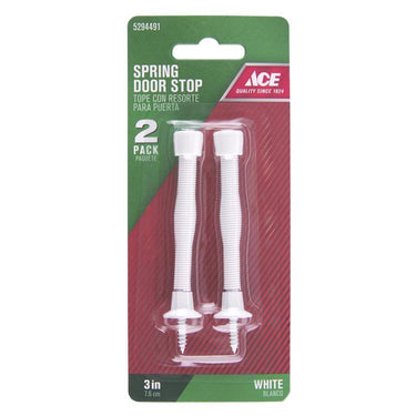 Ace 3 in. W Metal White Spring Door Stop Mounts to door and wall 0 in.