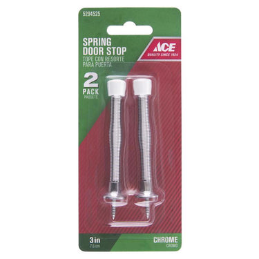 Ace 3 in. W Metal Chrome Silver Spring Door Stop Mounts to door and wall 0 in.