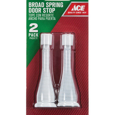 Ace 3 in. W Metal White Spring Broad Base Door Stop Mounts to door and wall 1/8 in.