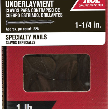 Ace 3D 1-1/4 in. Underlayment Bright Steel Nail Round Head 1 lb