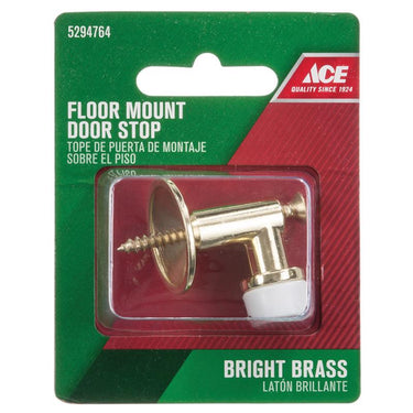 Ace 1-1/4 in. W Metal Bright Gold Door Stop Mounts to floor 1.25 in.