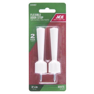 Ace 3-1/4 in. W Plastic White Flexible Door Stop Mounts to door and wall . in.