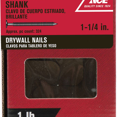 Ace 1-1/4 in. Drywall Bright Steel Nail Flat Head 1 lb
