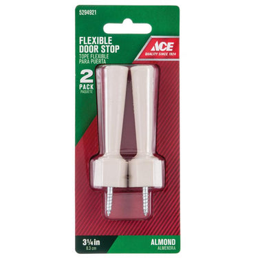 Ace 3-1/4 in. W Plastic Almond Flexible Door Stop Mounts to door and wall . in.