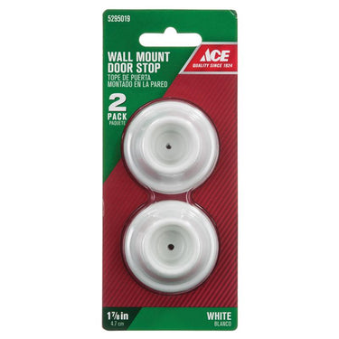 Ace 1-7/8 in. W Plastic White Wall Door Stop Mounts to door and wall 0 in.