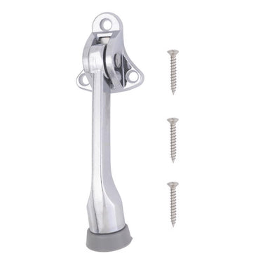 Ace 4 in. W Metal Chrome Silver Kick-Down Door Holder Mounts to door and wall 0 in.