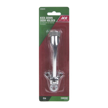Ace 4 in. W Metal Chrome Silver Kick-Down Door Holder Mounts to door and wall 0 in.