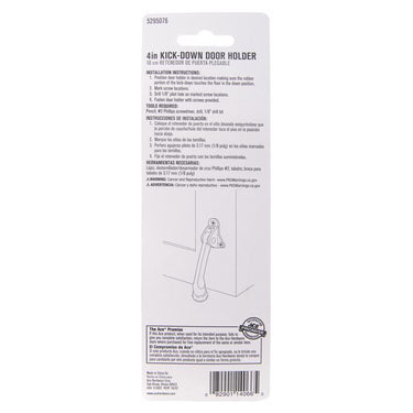 Ace 4 in. W Metal Chrome Silver Kick-Down Door Holder Mounts to door and wall 0 in.