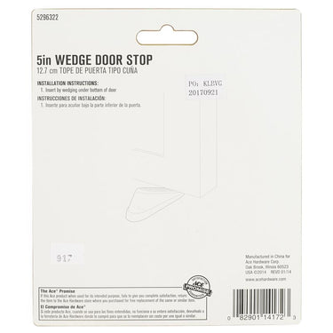 Ace 5 in. L Rubber Brown Wedge Door Stop Mounts to floor 0 in.