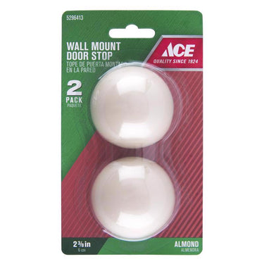 Ace 2-3/8 in. W Plastic Almond Wall Door Stop Mounts to wall 0 in.
