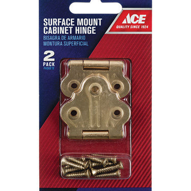 Ace 1.4 in. W X 1-1/4 in. L Satin Brass Brass Cabinet Hinge 2 pk