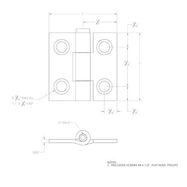 Ace .9 in. W X 1 in. L Stainless Steel Silver Stainless Steel Narrow Hinge 2 pk