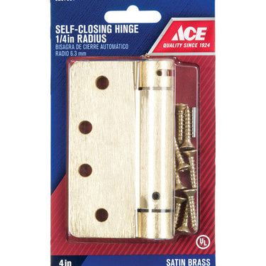 Ace 4 in. L Satin Brass Self Closing Hinge 1 pk