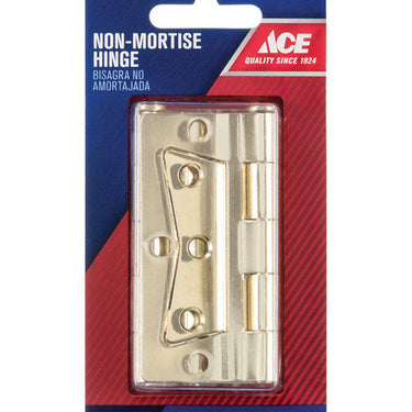 Ace 2.75 in. W X 3 in. L Bright Brass Brass Non-Mortise Hinge 2 pk