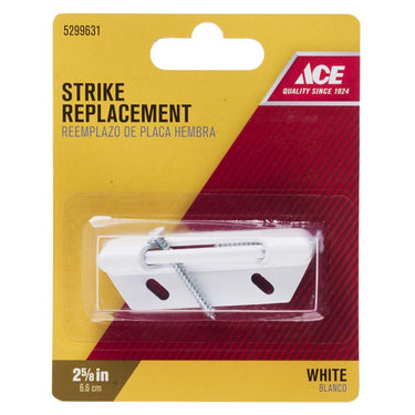 Ace 2-5/8 in. D X 2-5/8 in. L White Steel Screen/Storm Door Strike 1 pk