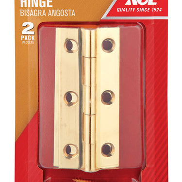Ace 1-1/2 in. W X 2-1/2 in. L Polished Brass Brass Narrow Hinge 2 pk