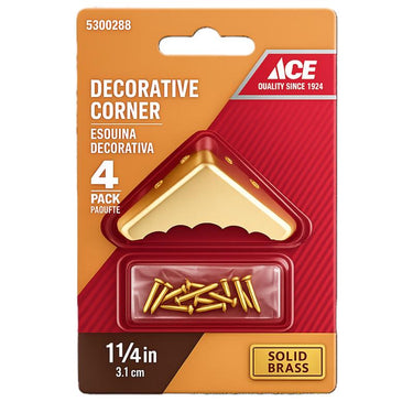 Ace Polished Brass Decorative Corner 0.6 in. 1.25 in. 4 pk