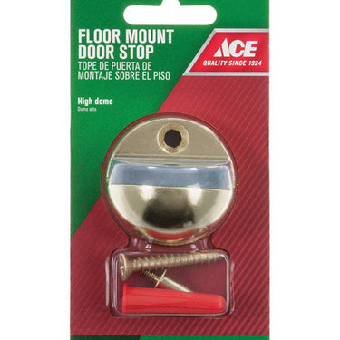 Ace Metal Bright Brass Gold Door Stop Mounts to floor 1/4 in.